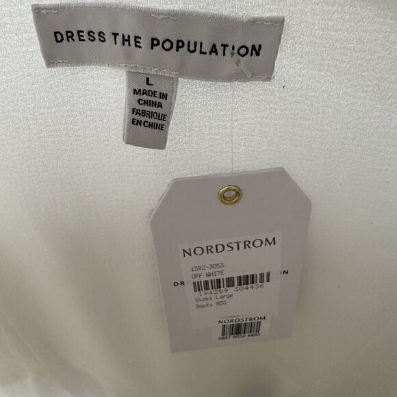 NWT Dress The Population Georgina One-Shoulder Crepe Gown Bow Detail White Large - Picture 9 of 9